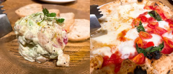 アボカドのタルタルと釜焼の絶品ピザ